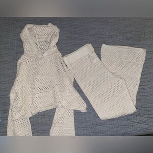 Sincerely Jules Cream Crochet Boot Cut Pants & Hoodie Set